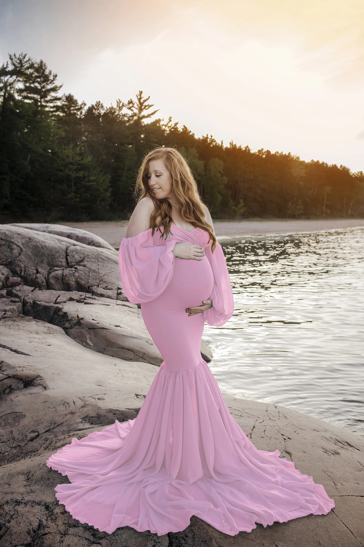 Sexy evening dress for pregnant women