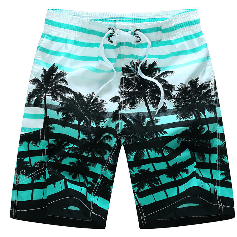 Seaside loose striped printed coconut tree beach shorts