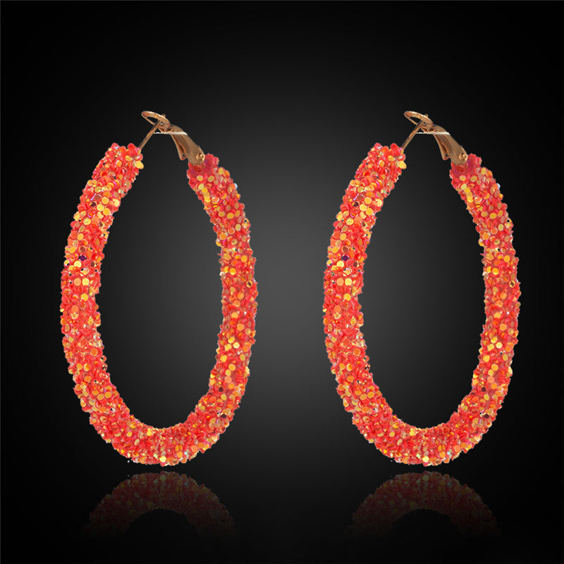 Large earrings sequin women earrings