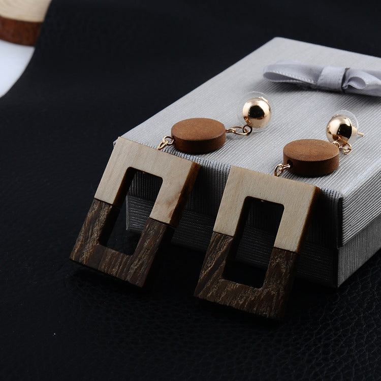 Vintage wooden wood earrings