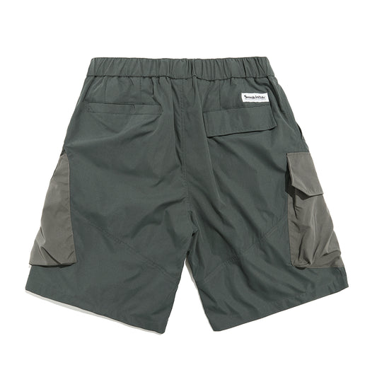 Men's Summer Multi Pocket Contrast Panel Belted Cargo Shorts