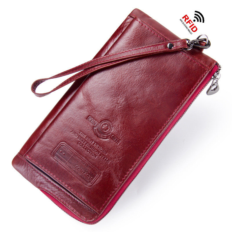 RFID anti-theft brushed leather ladies wallet