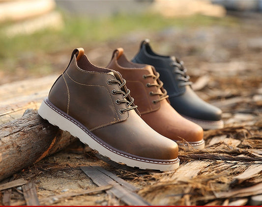 Leather Men Boots Autumn Winter Ankle Boots Fashion Casual Footwear Lace Up Shoes Men High Quality Vintage Men Shoes