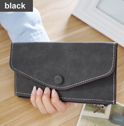 matte leather women's wallet zipper bag vintage female wallet purse fashion card holder phone pocket long women wallet