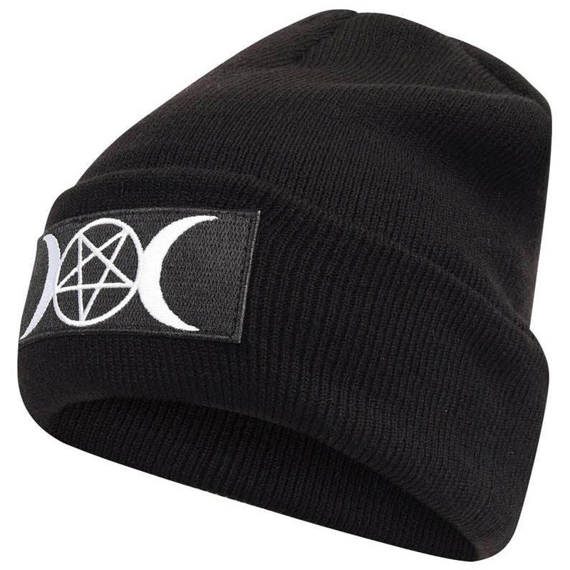 European and American Star Trend GOTH Beanie Embroidery Knitted Hat