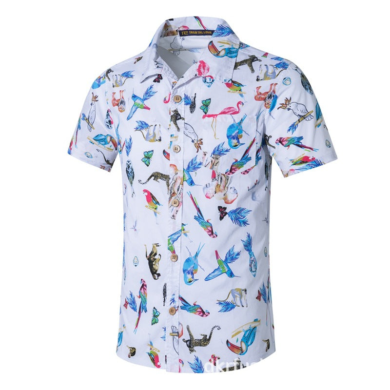 Men's Shirt Fashion Print Short Sleeve Beach Casual Loose Top