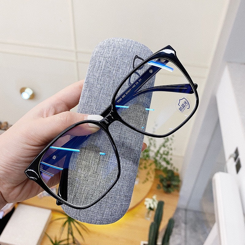 Round Anti-Blue Glasses Female Glasses Frame Plain Mirror