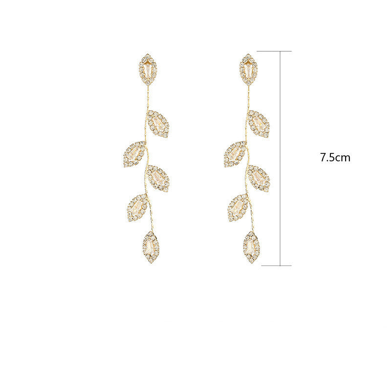 Leaf Earrings Women Long Tassel Earrings