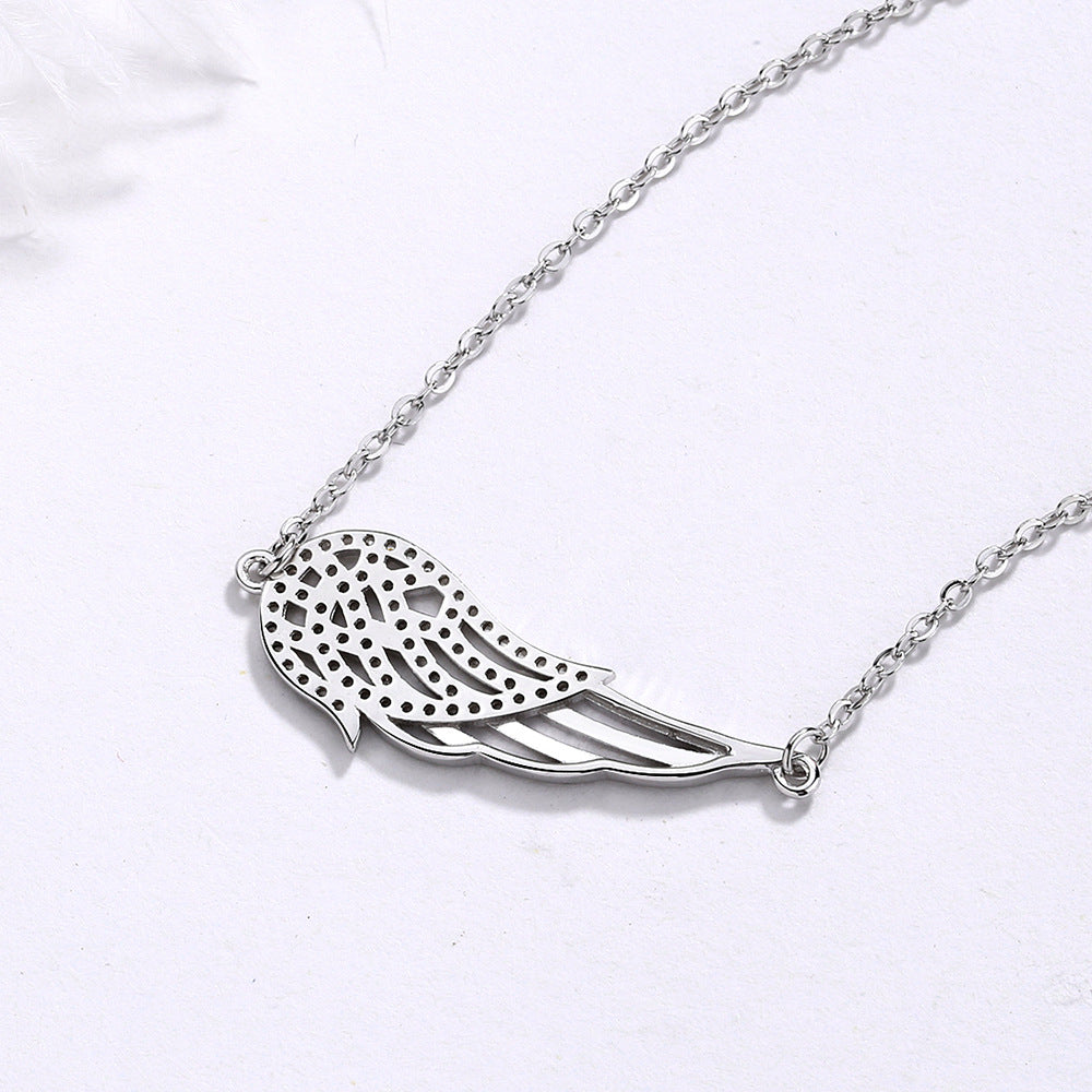 Fashion Sterling Silver Angel Wings Necklace Women