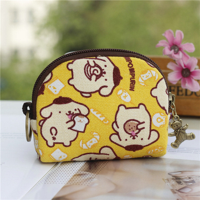 Retro Mini Bag Women Coin Purses Kawaii Short Wallet Girls Cat Small Canvas Purse Card Bags Womens Hand Purses for Ladies Kids