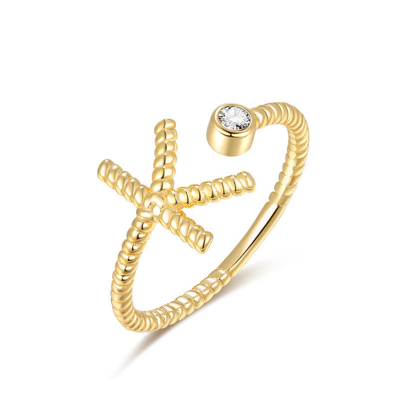 All-Match Crystal Letter Ring Women