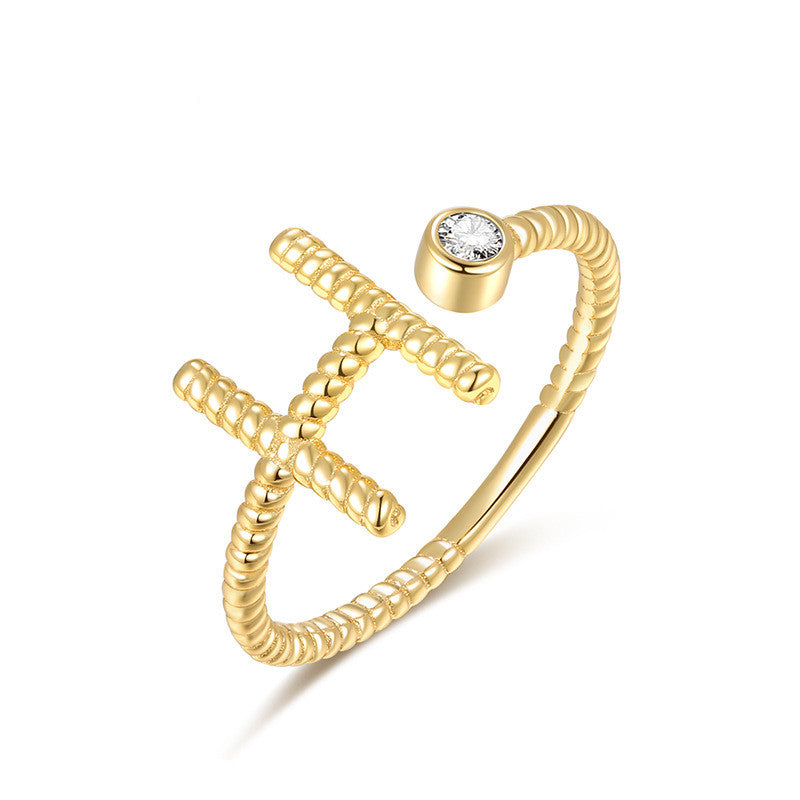 All-Match Crystal Letter Ring Women