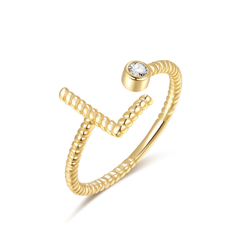 All-Match Crystal Letter Ring Women