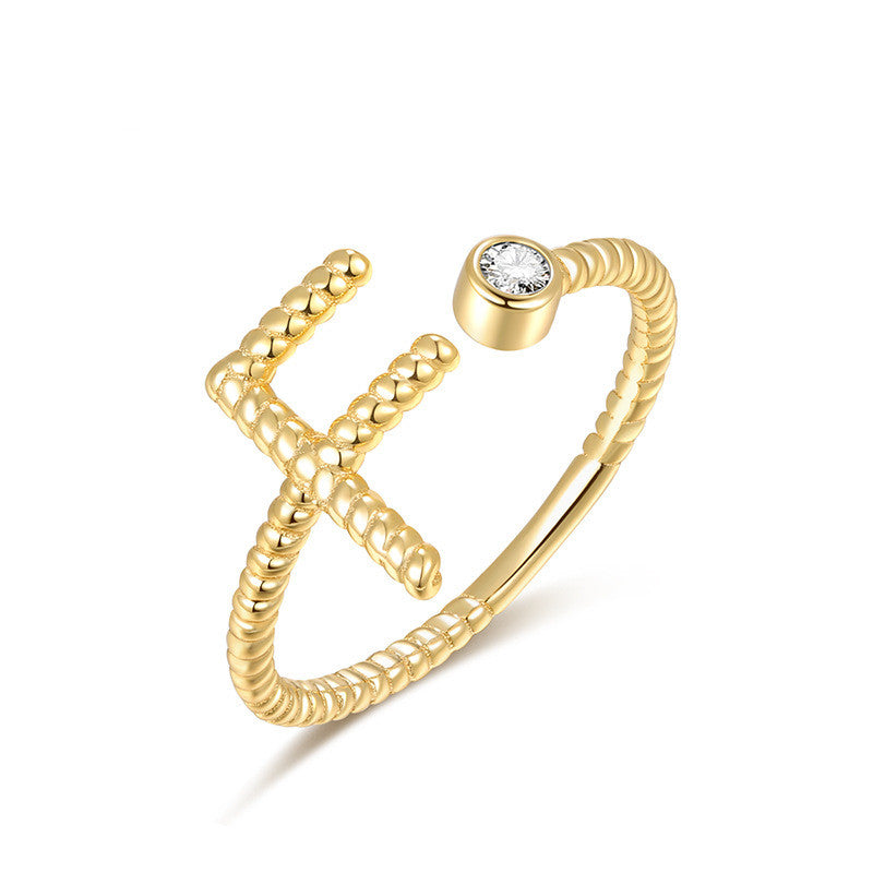 All-Match Crystal Letter Ring Women