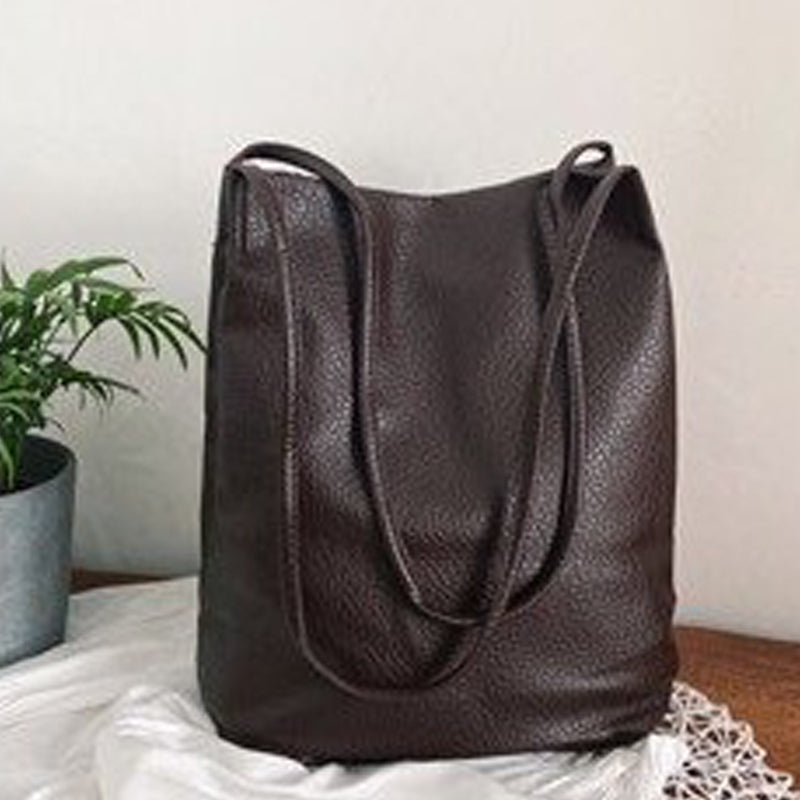 Ladies One-Shoulder Large-Capacity Soft Leather Shopping Bag