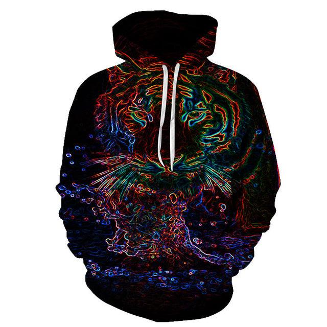 Animal Lion Face 3D Print Hoodie For Men Fashion