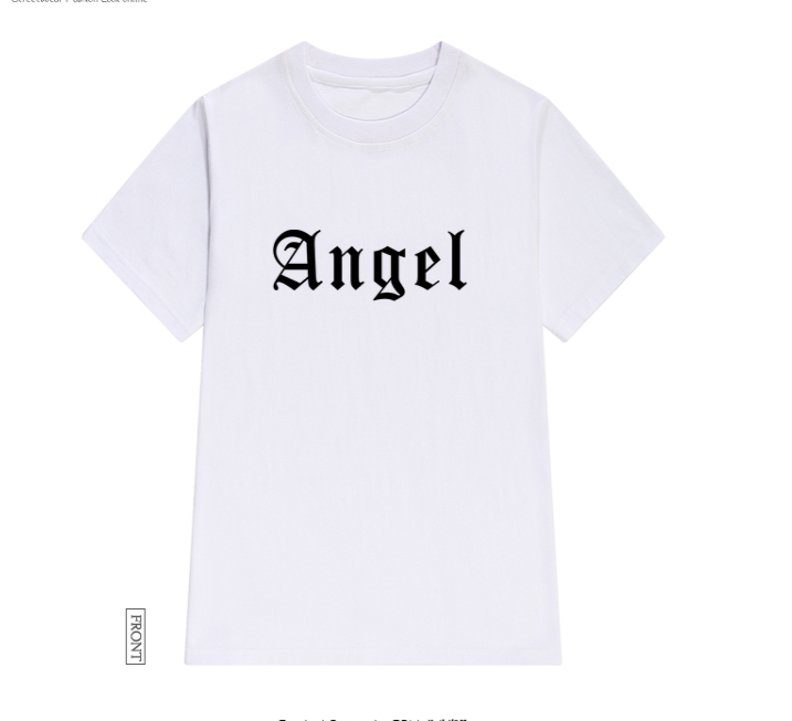 Large Version Medium And Long Angel Letter Short-sleeved T-shirt Women