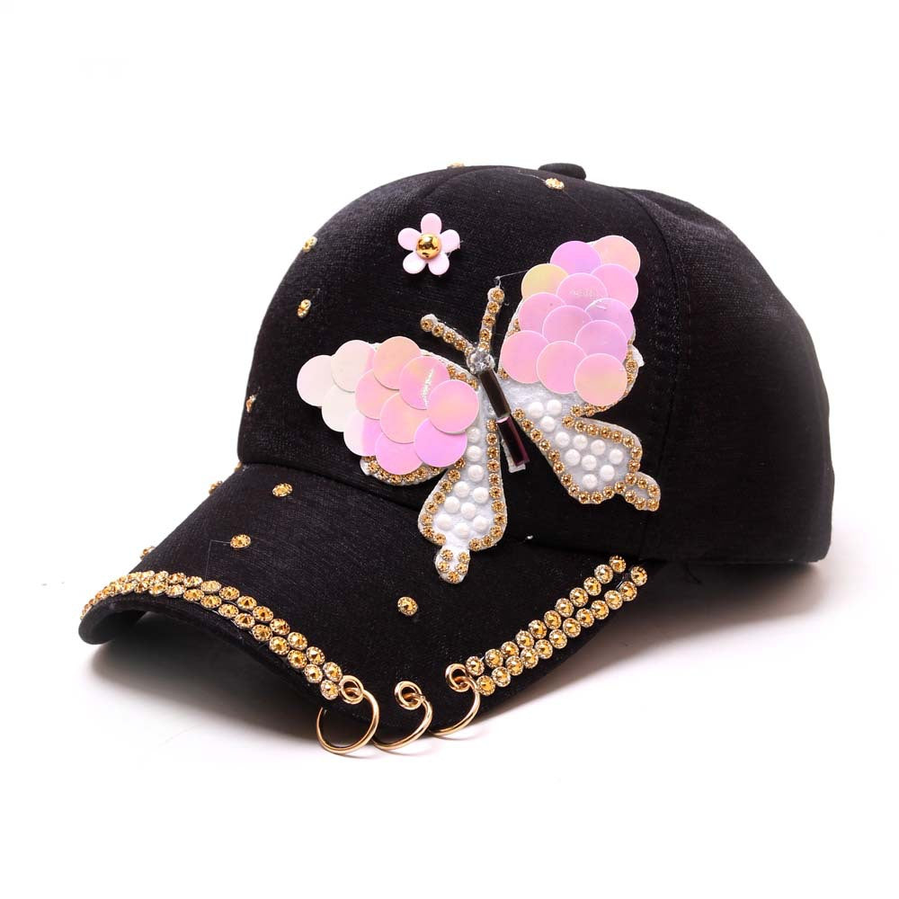 Ladies Butterfly Baseball Cap Hoop Sun Hat