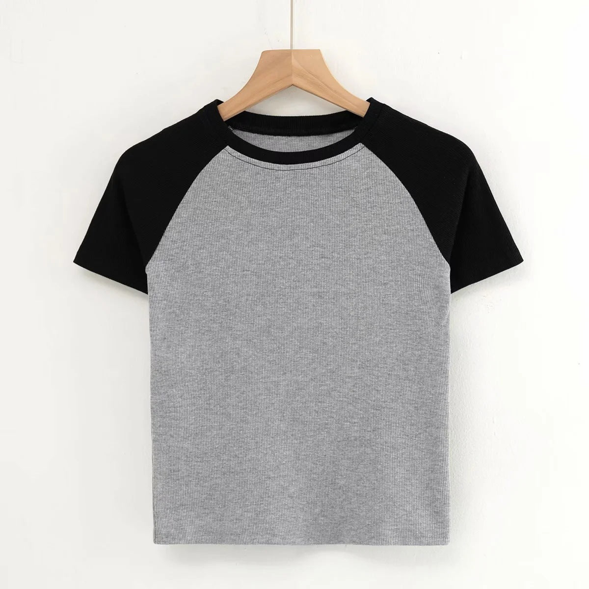 Contrast Stitching Short-sleeved T-shirt Women