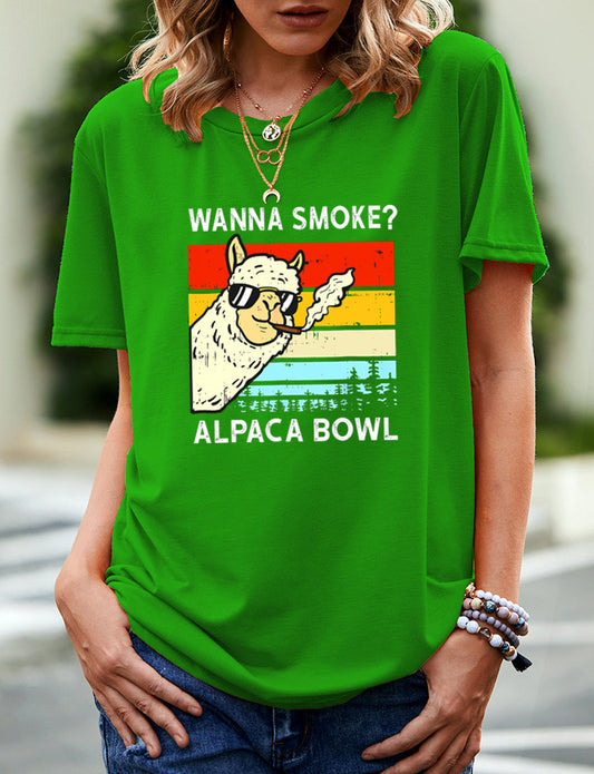 SMOKE ALPACA BOWL Printed Short-sleeved T-shirt Women