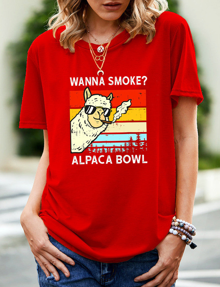 SMOKE ALPACA BOWL Printed Short-sleeved T-shirt Women