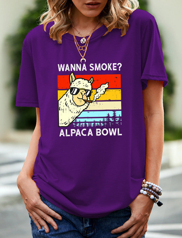 SMOKE ALPACA BOWL Printed Short-sleeved T-shirt Women