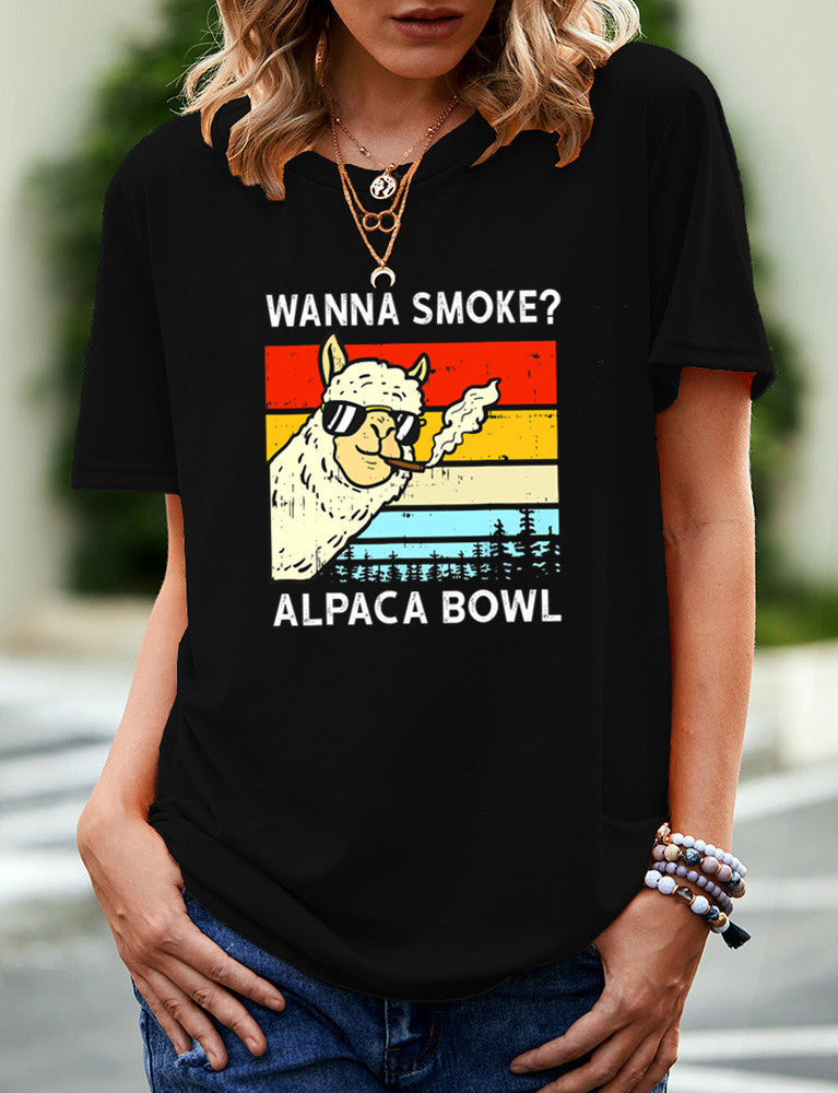 SMOKE ALPACA BOWL Printed Short-sleeved T-shirt Women