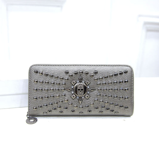 Rivet Single Zipper Wallet Clutch Bag Multi-card Pocket Wallet