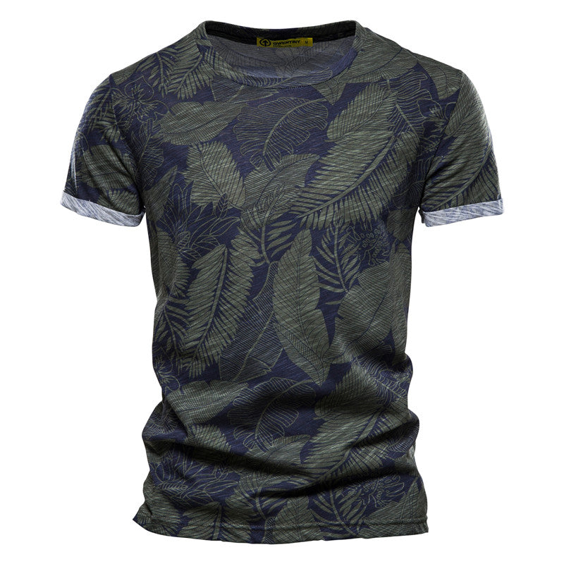 Casual T-shirt Men's Summer Slim Short-sleeved Beach T-shirt
