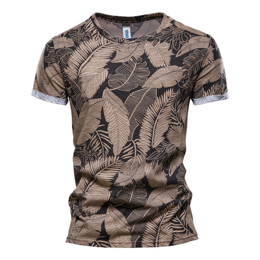 Casual T-shirt Men's Summer Slim Short-sleeved Beach T-shirt