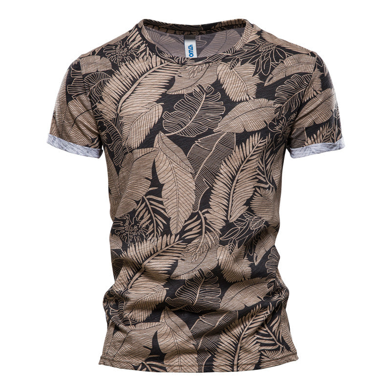 Casual T-shirt Men's Summer Slim Short-sleeved Beach T-shirt