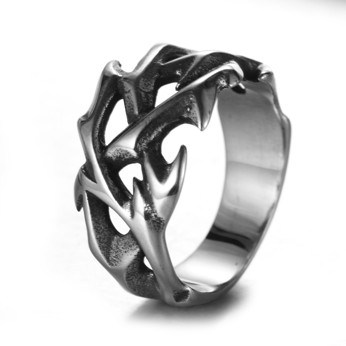 Men And Women Punk Ring Retro Hollow Design Creative Personality Lightning Titanium Steel Ring