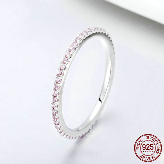 Row Drill Fine Ring S925 Plated Platinum Ring For Women
