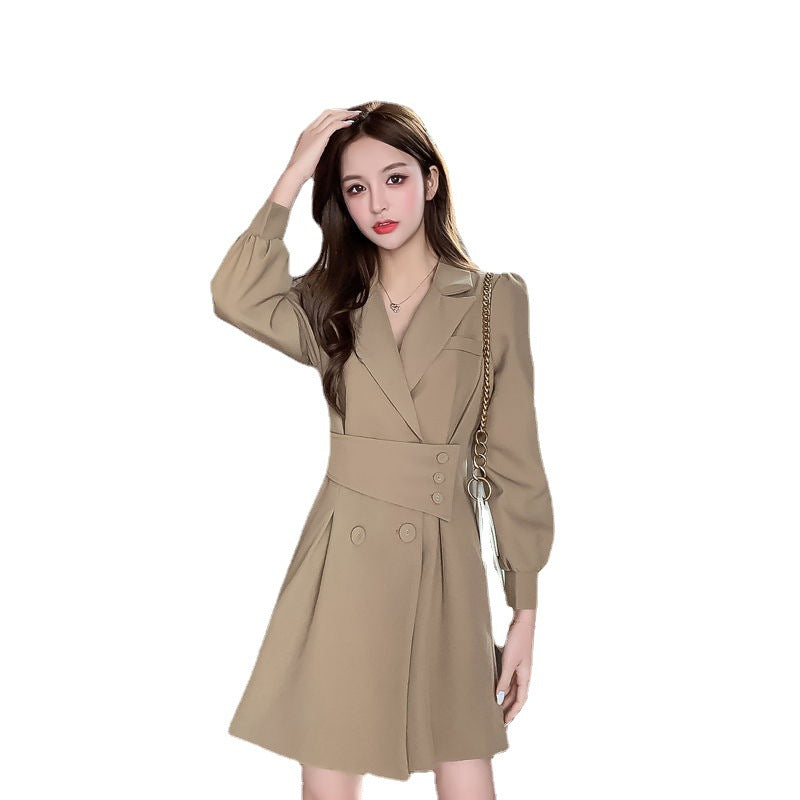 Womens Suit Collar Long Sleeve Dress