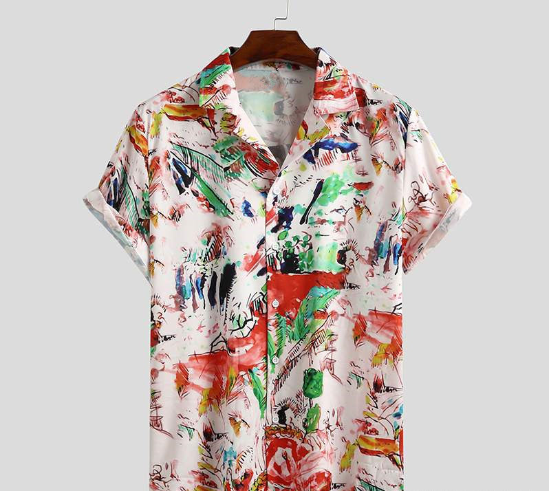 Men's Short Sleeve Printed Shirt Summer Hawaiian Beach Men's Shirt