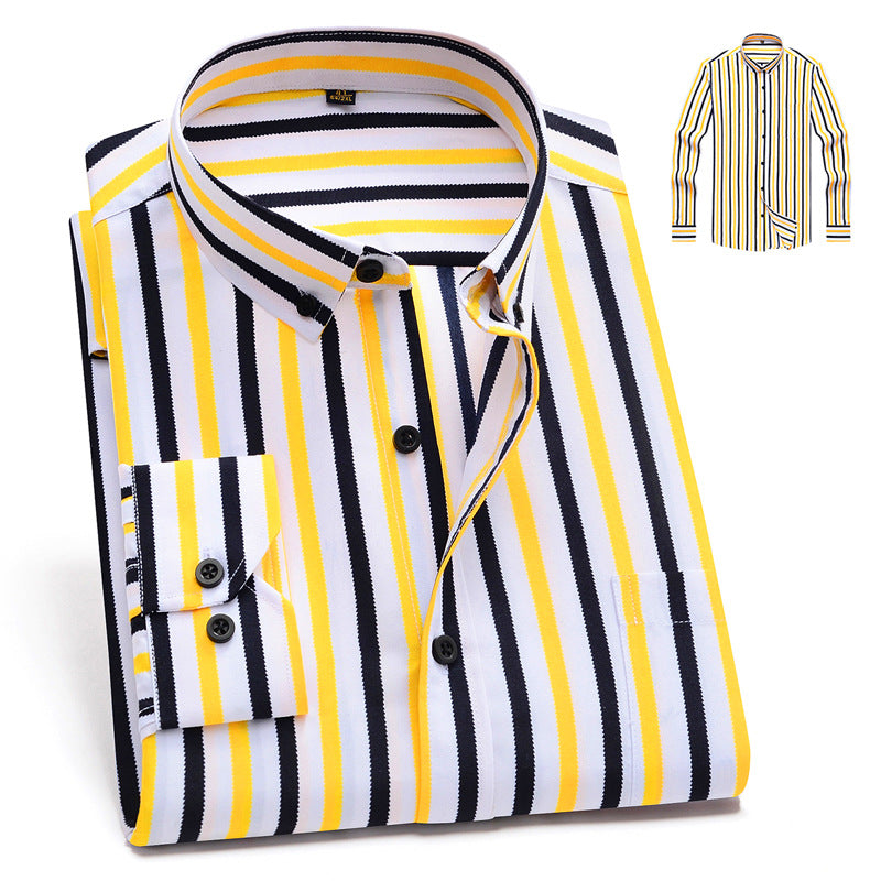 Vertical Stripes Business Casual Shirt Men