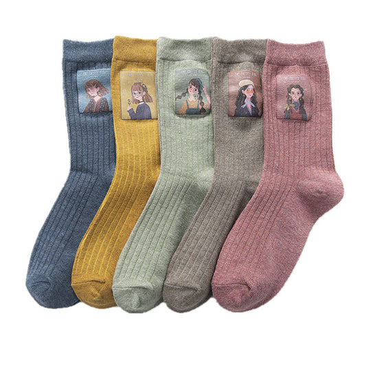 Little Girl Pattern Socks Women