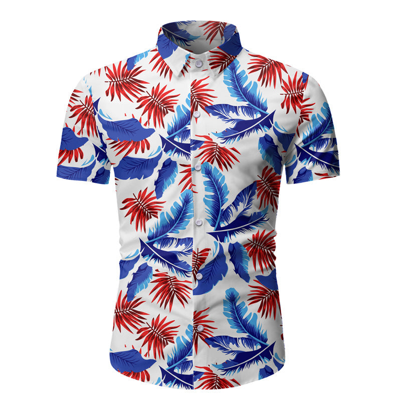 Men's Beach Hawaiian Short Sleeve Floral Shirt