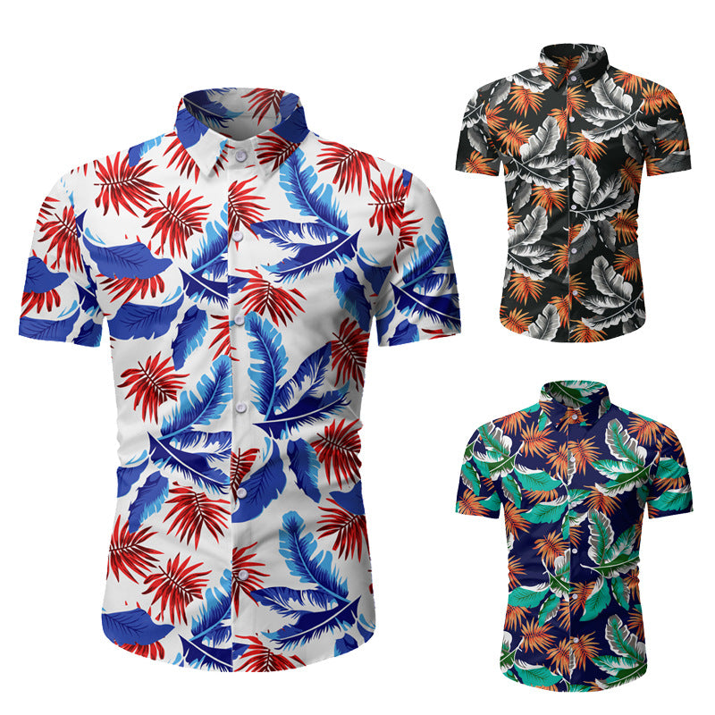 Men's Beach Hawaiian Short Sleeve Floral Shirt