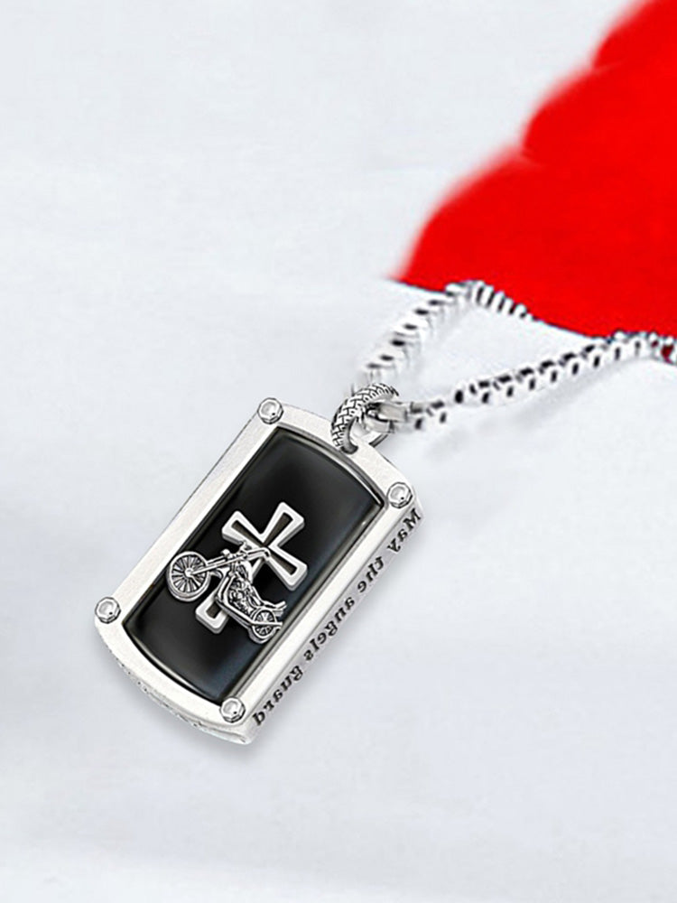 Stainless Steel Mens Punk Hip Hop Pendant Necklace Motorcycle Cross Pendant Necklace