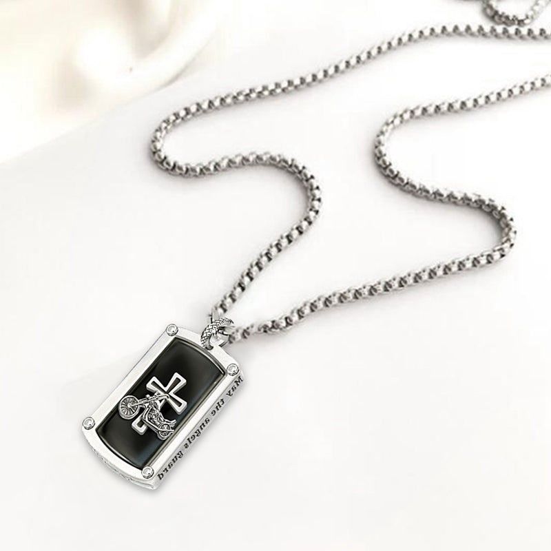 Stainless Steel Mens Punk Hip Hop Pendant Necklace Motorcycle Cross Pendant Necklace