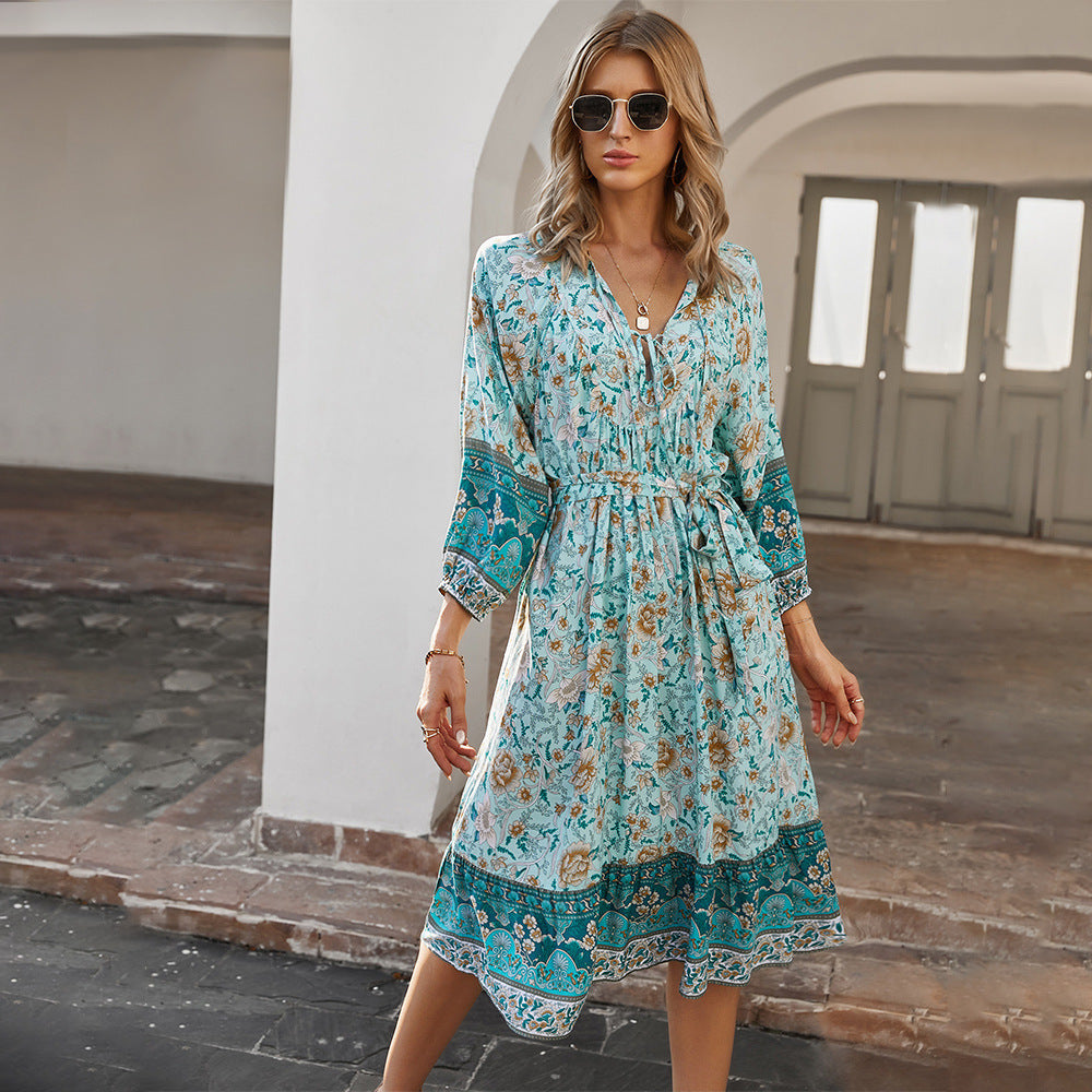 Bohemian Holiday Style Printed Dress Summer Women