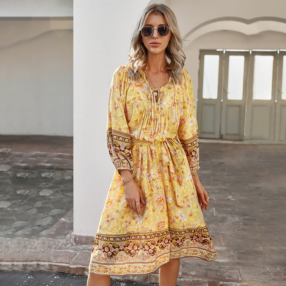 Bohemian Holiday Style Printed Dress Summer Women