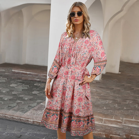 Bohemian Holiday Style Printed Dress Summer Women