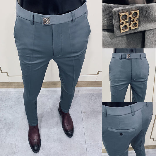 2021 Korean Version Of The New Trousers Casual Men's Slim Nightclub Nine-Point Pants Suit Pants Men