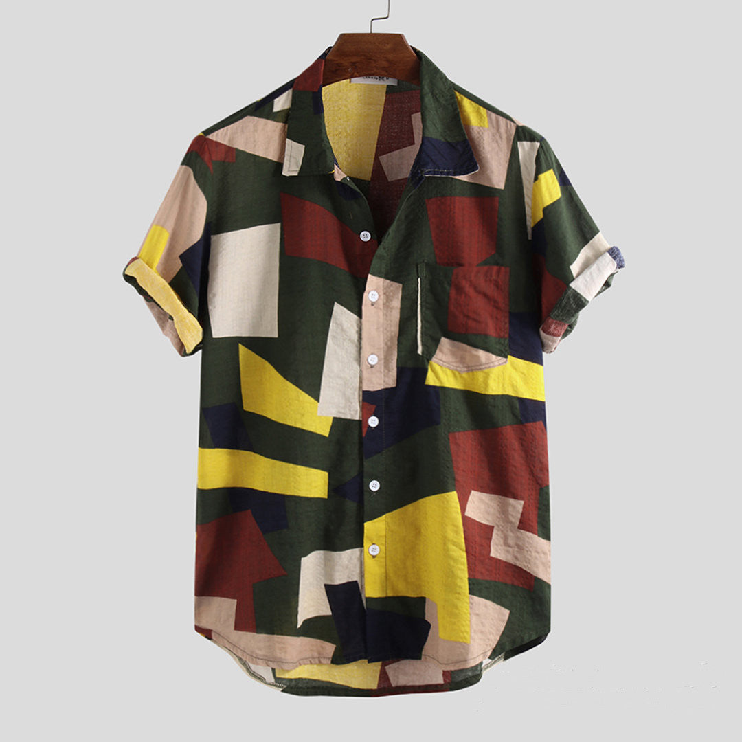 Beach Short Sleeve Men's Printed Shirt