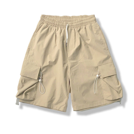 Japanese Retro Simple Solid Color Cargo Shorts