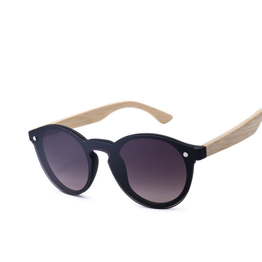 Sunglasses Color Film Wood Round Sunglasses Round Fashion Retro Bamboo Glasses For Men And Women