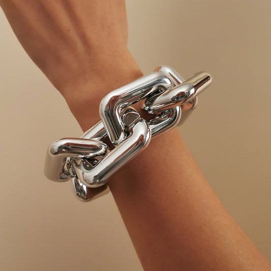Simple Personality Thick Chain Bracelet Women Exaggerated Square Geometry Hollow Bracelet Women