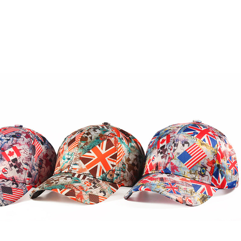 European and American flag baseball caps